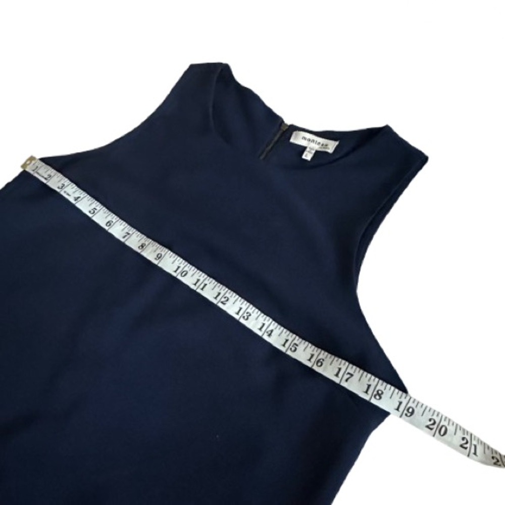 Monteau Women's L Navy Lined Sleeveless Above Knee Scalloped Hem Relaxed Dress - Picture 11 of 14
